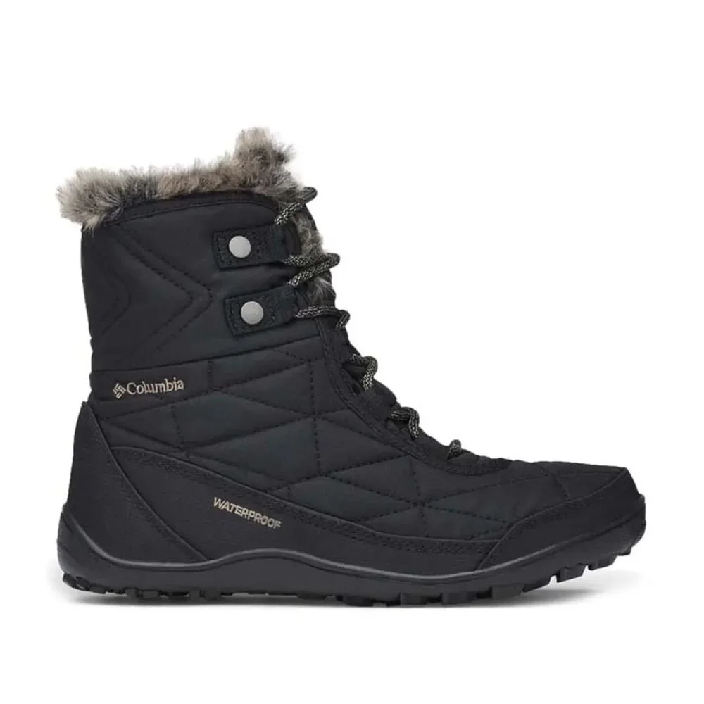 Columbia Women's Black Minx‎ Shorty III Leather Fur Ankle Winter Boots Size 7